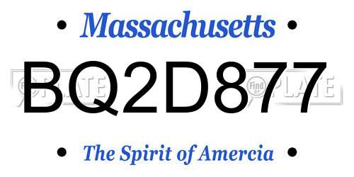 BQ2D877 Massachusetts License Plate