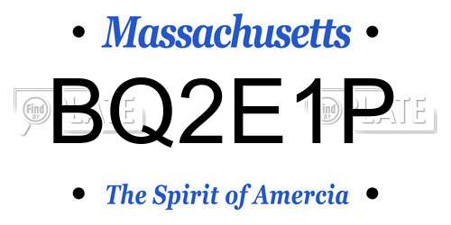 BQ2E1P Massachusetts License Plate