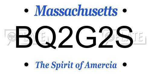 BQ2G2S Massachusetts License Plate
