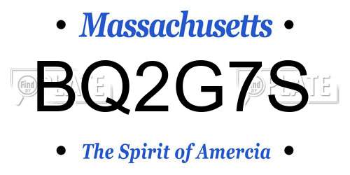 BQ2G7S Massachusetts License Plate