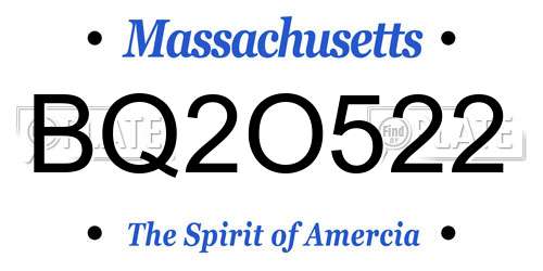 BQ2O522 Massachusetts License Plate