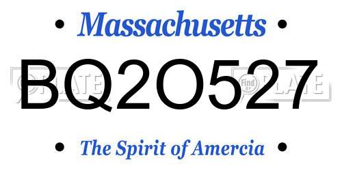 BQ2O527 Massachusetts License Plate