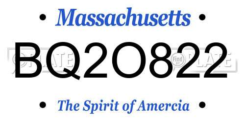 BQ2O822 Massachusetts License Plate