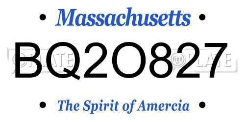 BQ2O827 Massachusetts License Plate