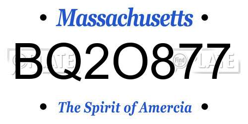 BQ2O877 Massachusetts License Plate