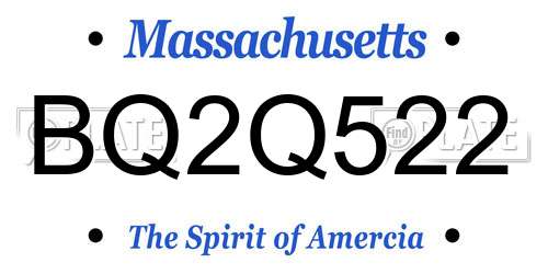 BQ2Q522 Massachusetts License Plate