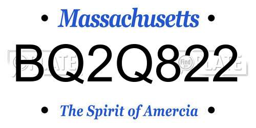 BQ2Q822 Massachusetts License Plate