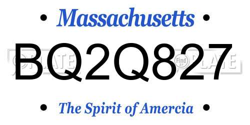 BQ2Q827 Massachusetts License Plate