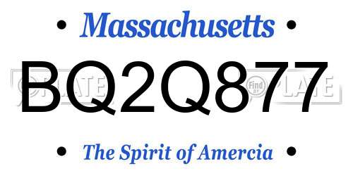 BQ2Q877 Massachusetts License Plate
