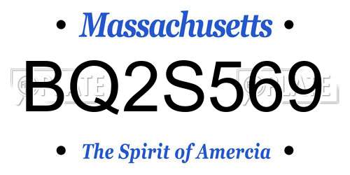BQ2S569 Massachusetts License Plate