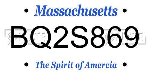 BQ2S869 Massachusetts License Plate