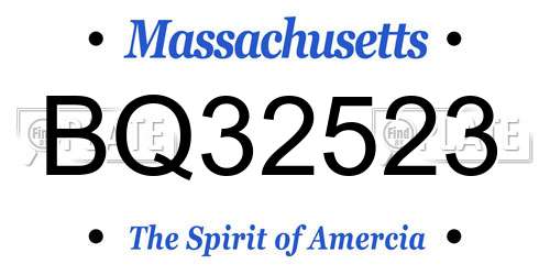 BQ32523 Massachusetts License Plate