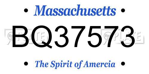 BQ37573 Massachusetts License Plate