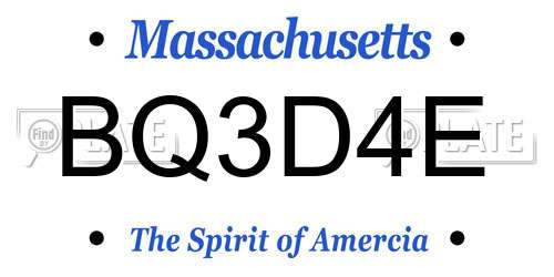 BQ3D4E Massachusetts License Plate