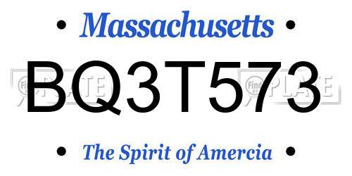 BQ3T573 Massachusetts License Plate