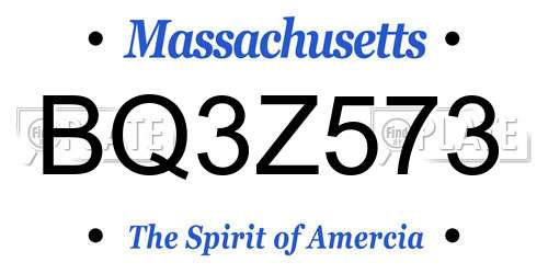 BQ3Z573 Massachusetts License Plate