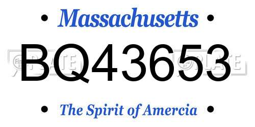 BQ43653 Massachusetts License Plate
