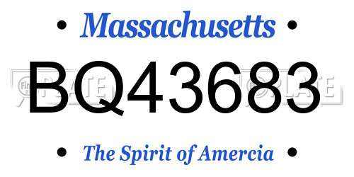 BQ43683 Massachusetts License Plate
