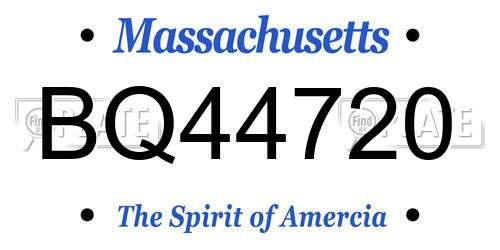 BQ44720 Massachusetts License Plate