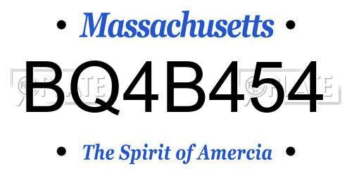 BQ4B454 Massachusetts License Plate
