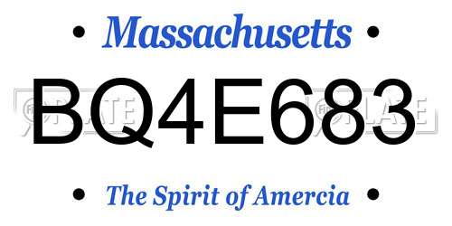 BQ4E683 Massachusetts License Plate