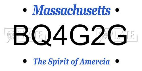 BQ4G2G Massachusetts License Plate