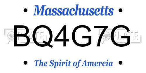 BQ4G7G Massachusetts License Plate