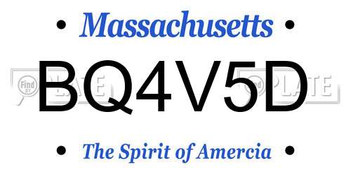 BQ4V5D Massachusetts License Plate