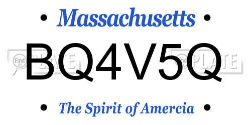 BQ4V5Q Massachusetts License Plate