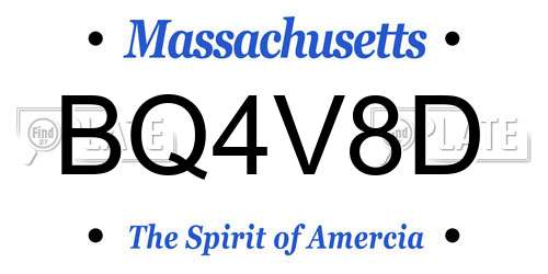 BQ4V8D Massachusetts License Plate