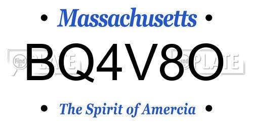 BQ4V8O Massachusetts License Plate