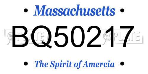 BQ50217 Massachusetts License Plate
