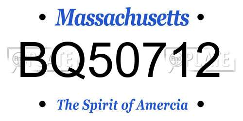 BQ50712 Massachusetts License Plate