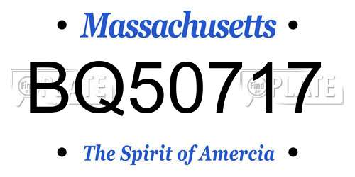 BQ50717 Massachusetts License Plate