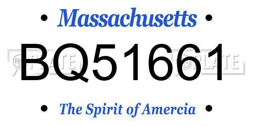 BQ51661 Massachusetts License Plate