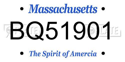 BQ51901 Massachusetts License Plate