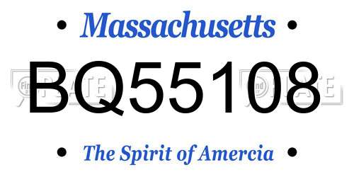 BQ55108 Massachusetts License Plate
