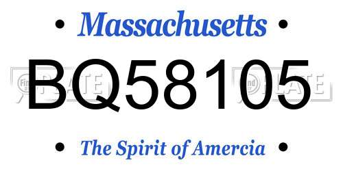 BQ58105 Massachusetts License Plate