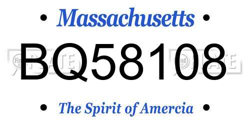 BQ58108 Massachusetts License Plate