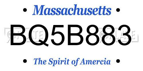 BQ5B883 Massachusetts License Plate