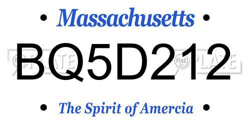 BQ5D212 Massachusetts License Plate