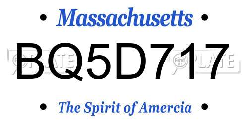 BQ5D717 Massachusetts License Plate