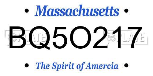 BQ5O217 Massachusetts License Plate
