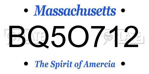 BQ5O712 Massachusetts License Plate