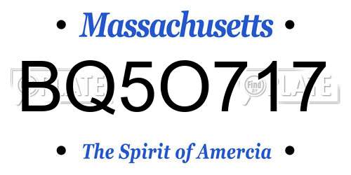 BQ5O717 Massachusetts License Plate