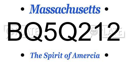 BQ5Q212 Massachusetts License Plate