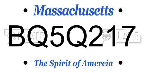 BQ5Q217 Massachusetts License Plate