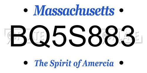 BQ5S883 Massachusetts License Plate