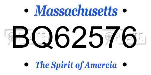 BQ62576 Massachusetts License Plate