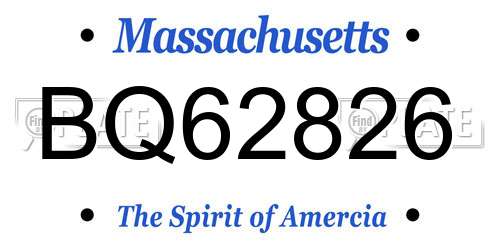 BQ62826 Massachusetts License Plate